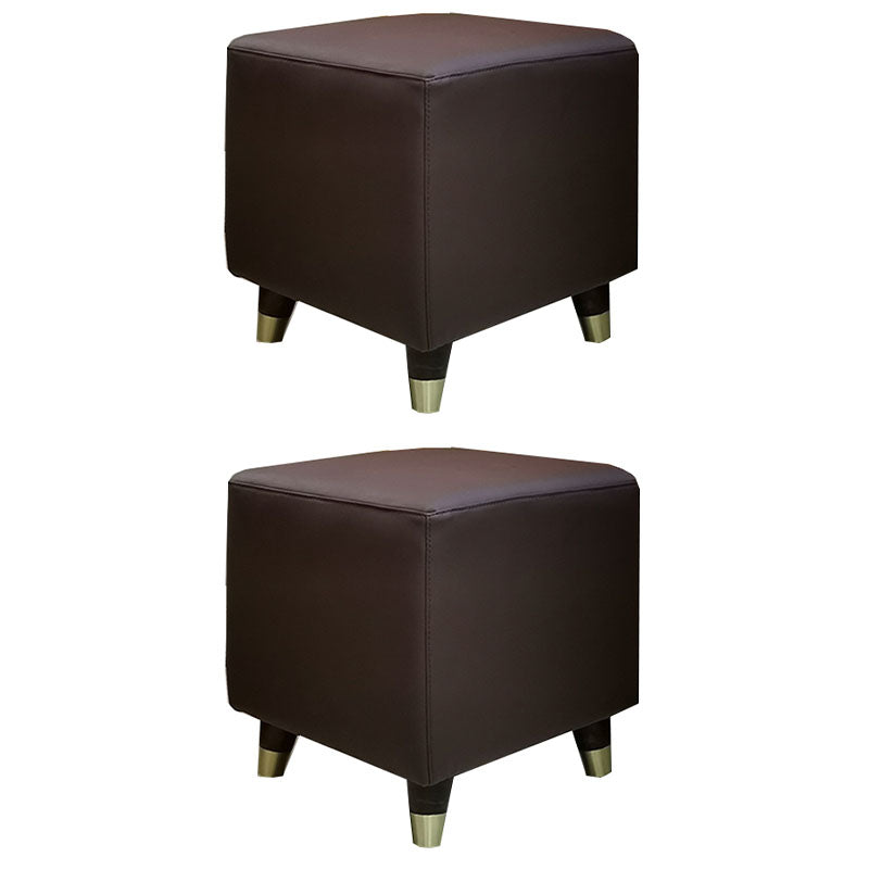 Contemporary Square Ottoman Leather Foot Stool with Legs for Home Coffee 2 Piece Set Clearhalo 'furn' 'furn_ottomans_poufs' 'Furniture' 'Living Room Furniture' 'Ottomans & Poufs' 'ottomans_poufs' 7468613