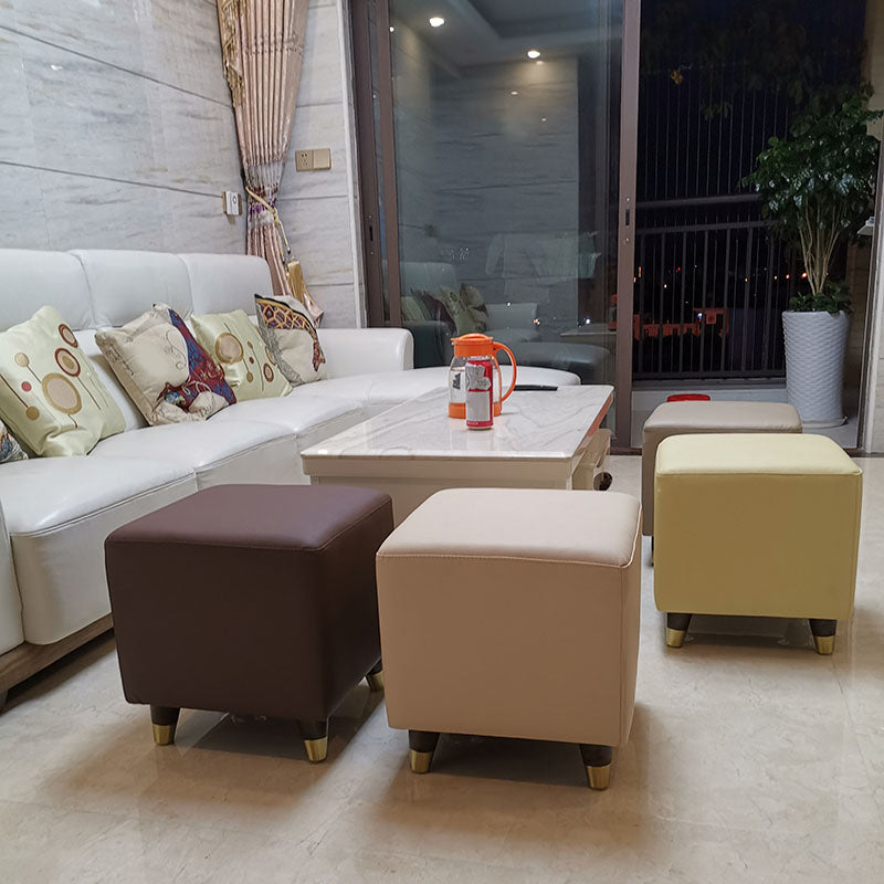 Contemporary Square Ottoman Leather Foot Stool with Legs for Home Clearhalo 'furn' 'furn_ottomans_poufs' 'Furniture' 'Living Room Furniture' 'Ottomans & Poufs' 'ottomans_poufs' 7468614