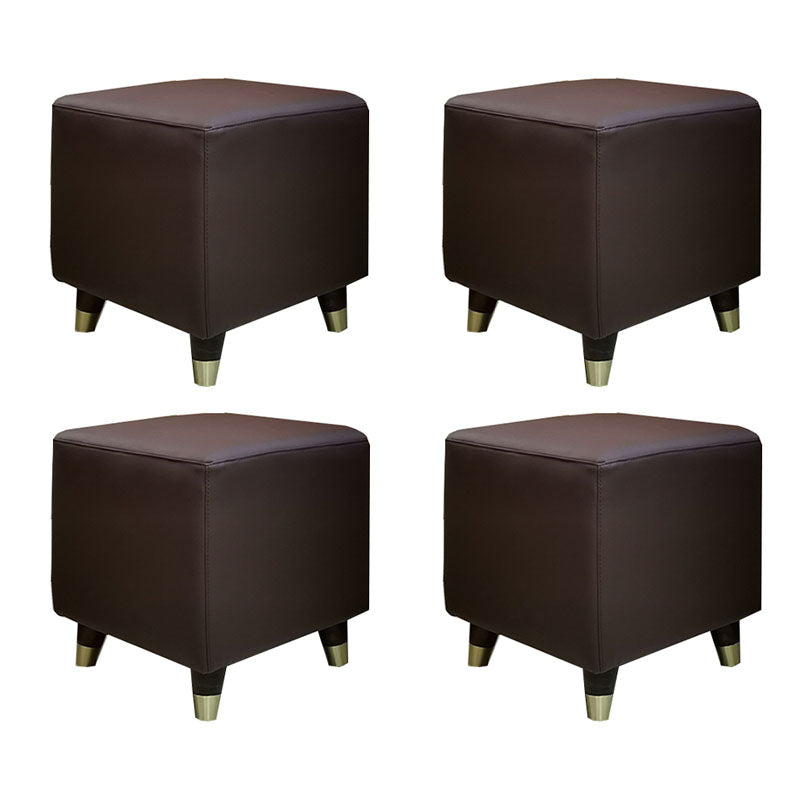 Contemporary Square Ottoman Leather Foot Stool with Legs for Home Coffee 4 Piece Set Clearhalo 'furn' 'furn_ottomans_poufs' 'Furniture' 'Living Room Furniture' 'Ottomans & Poufs' 'ottomans_poufs' 7468616