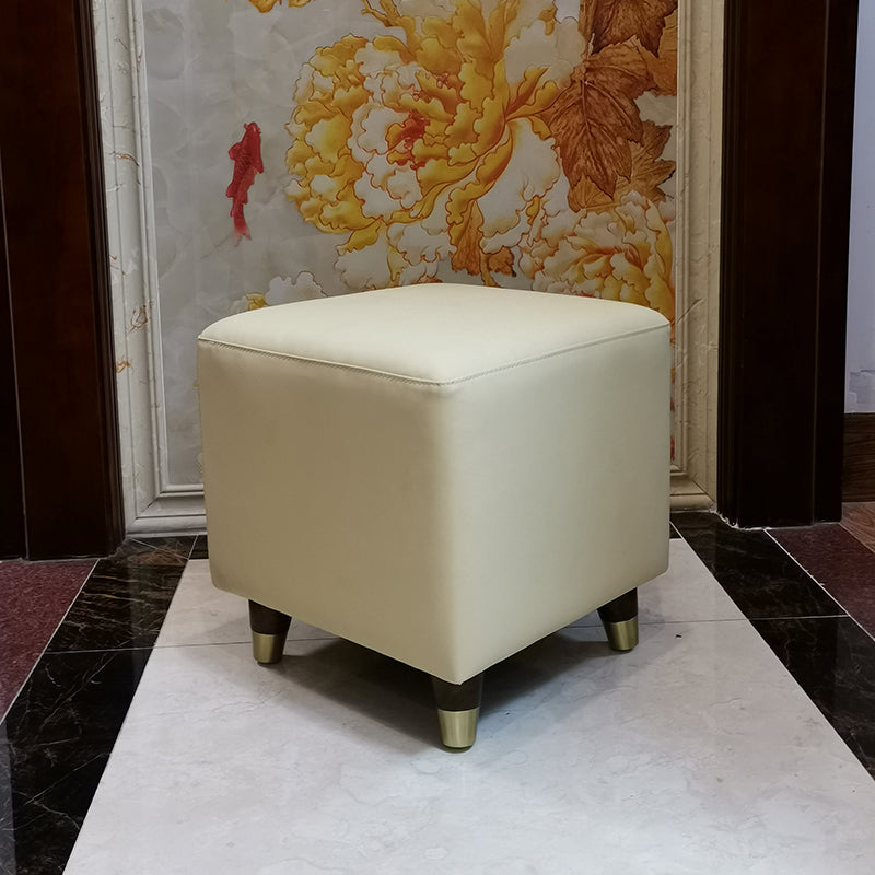 Contemporary Square Ottoman Leather Foot Stool with Legs for Home Yellow 1 Piece Clearhalo 'furn' 'furn_ottomans_poufs' 'Furniture' 'Living Room Furniture' 'Ottomans & Poufs' 'ottomans_poufs' 7468617