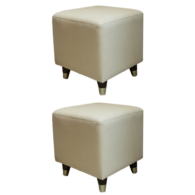 Contemporary Square Ottoman Leather Foot Stool with Legs for Home Yellow 2 Piece Set Clearhalo 'furn' 'furn_ottomans_poufs' 'Furniture' 'Living Room Furniture' 'Ottomans & Poufs' 'ottomans_poufs' 7468619