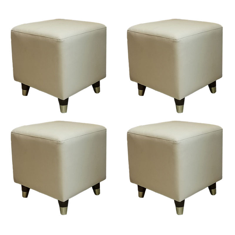 Contemporary Square Ottoman Leather Foot Stool with Legs for Home Yellow 4 Piece Set Clearhalo 'furn' 'furn_ottomans_poufs' 'Furniture' 'Living Room Furniture' 'Ottomans & Poufs' 'ottomans_poufs' 7468621