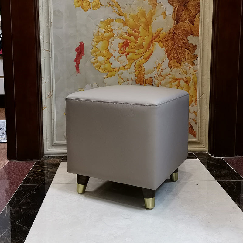 Contemporary Square Ottoman Leather Foot Stool with Legs for Home Light Gray 1 Piece Clearhalo 'furn' 'furn_ottomans_poufs' 'Furniture' 'Living Room Furniture' 'Ottomans & Poufs' 'ottomans_poufs' 7468623