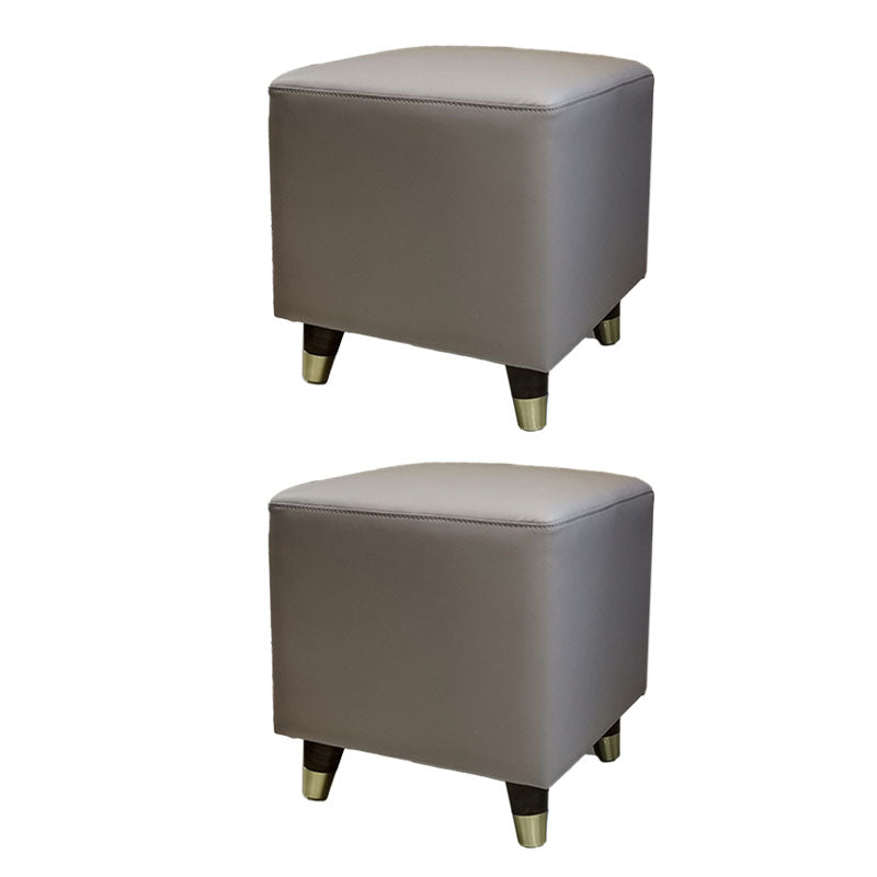 Contemporary Square Ottoman Leather Foot Stool with Legs for Home Light Gray 2 Piece Set Clearhalo 'furn' 'furn_ottomans_poufs' 'Furniture' 'Living Room Furniture' 'Ottomans & Poufs' 'ottomans_poufs' 7468625
