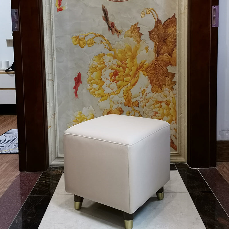 Contemporary Square Ottoman Leather Foot Stool with Legs for Home White 1 Piece Clearhalo 'furn' 'furn_ottomans_poufs' 'Furniture' 'Living Room Furniture' 'Ottomans & Poufs' 'ottomans_poufs' 7468629