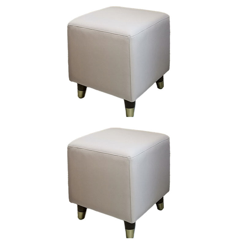 Contemporary Square Ottoman Leather Foot Stool with Legs for Home White 2 Piece Set Clearhalo 'furn' 'furn_ottomans_poufs' 'Furniture' 'Living Room Furniture' 'Ottomans & Poufs' 'ottomans_poufs' 7468631
