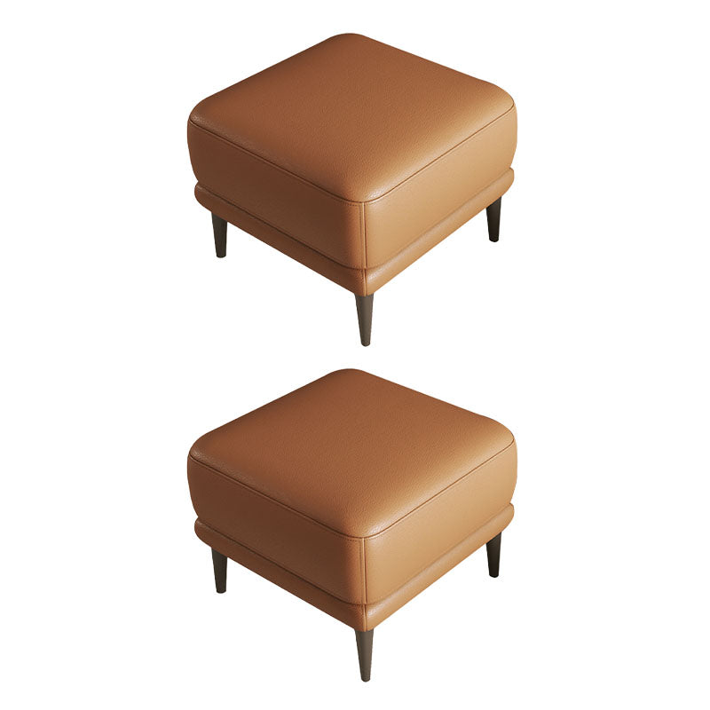 Moderne Quadratmeter große Lederfußhocker, 16,38 Zoll Höhe