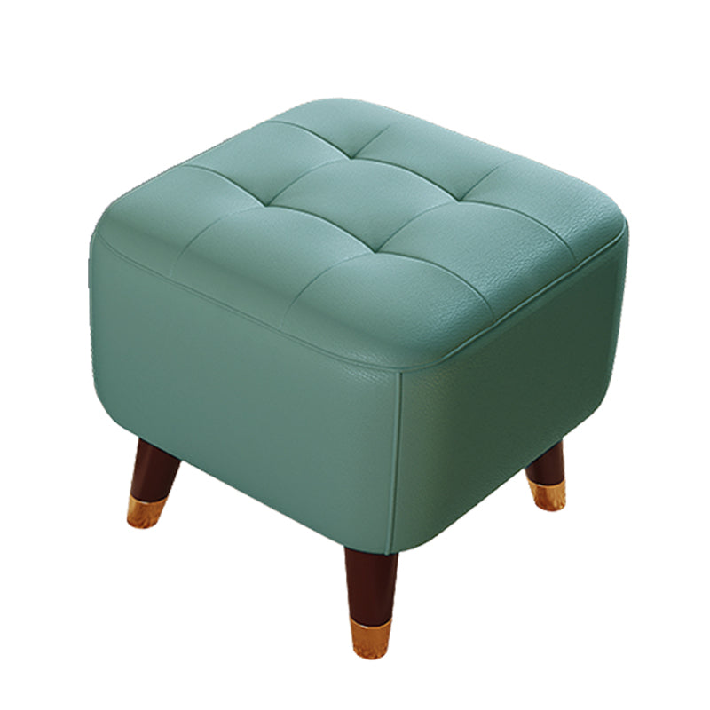 Square Footstools Modern Genuine Leather Foot Stool , 15.6" H Lake Blue 1 Piece Clearhalo 'furn' 'furn_ottomans_poufs' 'Furniture' 'Living Room Furniture' 'Ottomans & Poufs' 'ottomans_poufs' 7468681