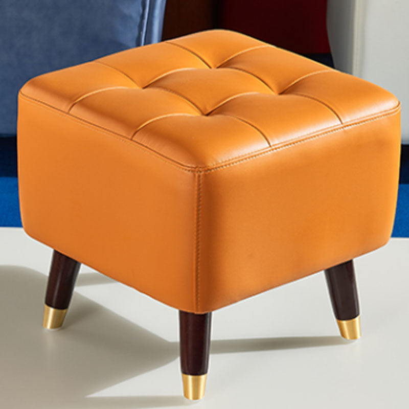 Square Footstools Modern Genuine Leather Foot Stool , 15.6" H Clearhalo 'furn' 'furn_ottomans_poufs' 'Furniture' 'Living Room Furniture' 'Ottomans & Poufs' 'ottomans_poufs' 7468682