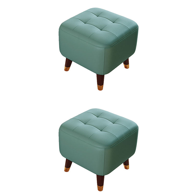 Square Footstools Modern Genuine Leather Foot Stool , 15.6" H Lake Blue 2 Piece Set Clearhalo 'furn' 'furn_ottomans_poufs' 'Furniture' 'Living Room Furniture' 'Ottomans & Poufs' 'ottomans_poufs' 7468683