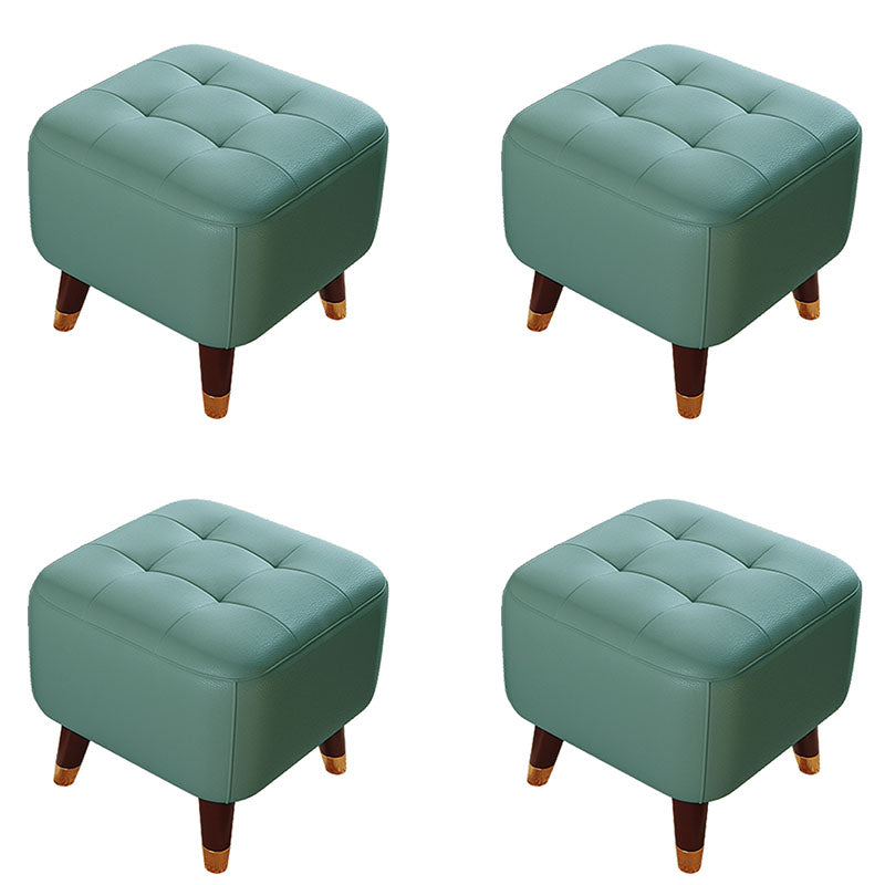 Square Footstools Modern Genuine Leather Foot Stool , 15.6" H Lake Blue 4 Piece Set Clearhalo 'furn' 'furn_ottomans_poufs' 'Furniture' 'Living Room Furniture' 'Ottomans & Poufs' 'ottomans_poufs' 7468684