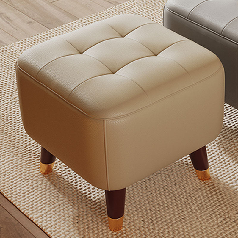 Square Footstools Modern Genuine Leather Foot Stool , 15.6" H Clearhalo 'furn' 'furn_ottomans_poufs' 'Furniture' 'Living Room Furniture' 'Ottomans & Poufs' 'ottomans_poufs' 7468686
