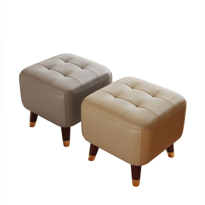 Square Footstools Modern Genuine Leather Foot Stool , 15.6" H Clearhalo 'furn' 'furn_ottomans_poufs' 'Furniture' 'Living Room Furniture' 'Ottomans & Poufs' 'ottomans_poufs' 7468688