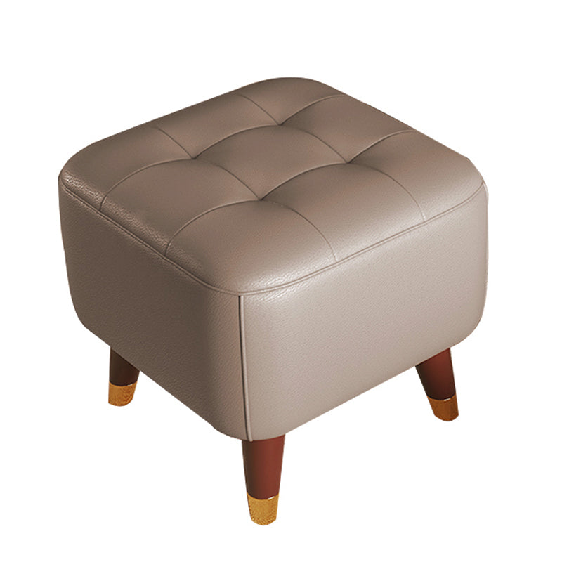 Square Footstools Modern Genuine Leather Foot Stool , 15.6" H Dark Gray 1 Piece Clearhalo 'furn' 'furn_ottomans_poufs' 'Furniture' 'Living Room Furniture' 'Ottomans & Poufs' 'ottomans_poufs' 7468693
