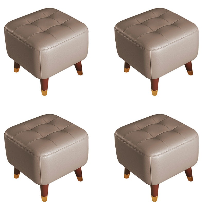 Square Footstools Modern Genuine Leather Foot Stool , 15.6" H Dark Gray 4 Piece Set Clearhalo 'furn' 'furn_ottomans_poufs' 'Furniture' 'Living Room Furniture' 'Ottomans & Poufs' 'ottomans_poufs' 7468696