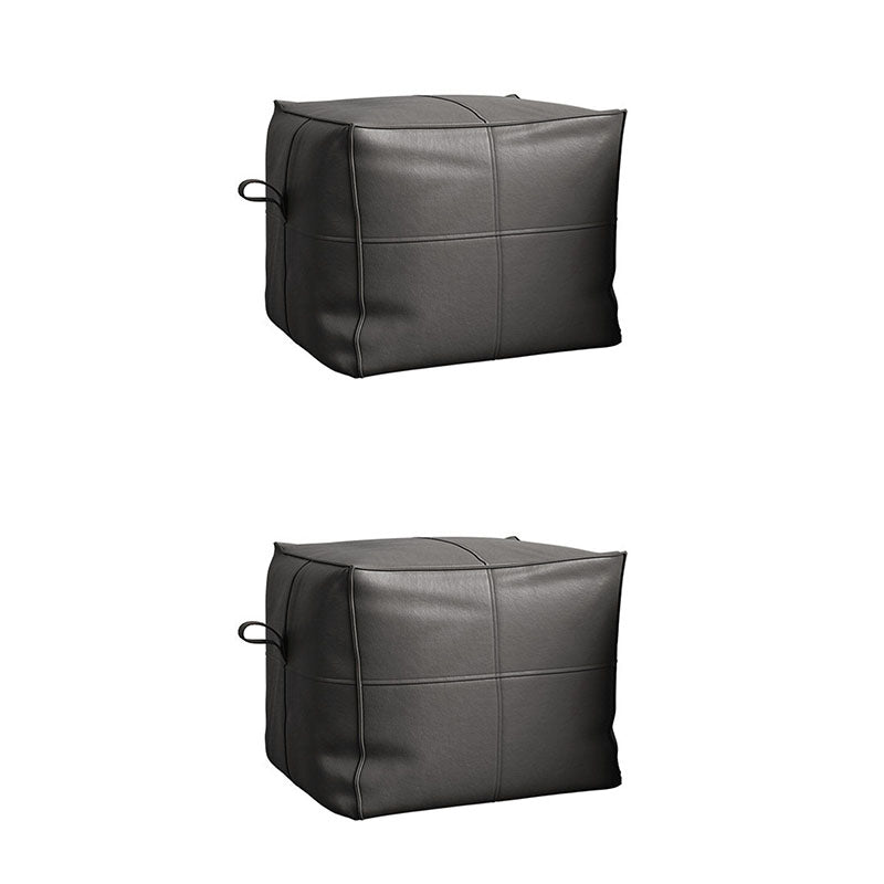 Contemporary Home Square Ottoman Leather Foot Stool without Legs Dark Gray 2 Piece Set Clearhalo 'furn' 'furn_ottomans_poufs' 'Furniture' 'Living Room Furniture' 'Ottomans & Poufs' 'ottomans_poufs' 7468709
