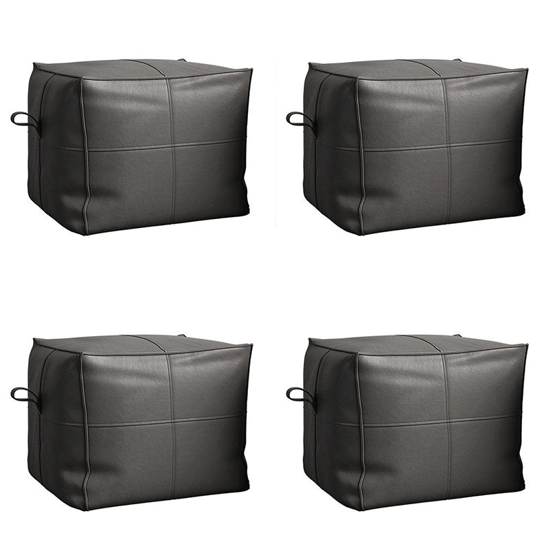 Contemporary Home Square Ottoman Leather Foot Stool without Legs Dark Gray 4 Piece Set Clearhalo 'furn' 'furn_ottomans_poufs' 'Furniture' 'Living Room Furniture' 'Ottomans & Poufs' 'ottomans_poufs' 7468710