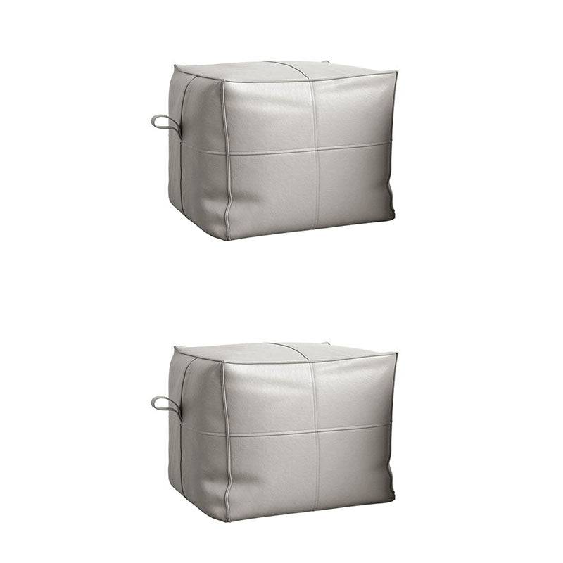 Contemporary Home Square Ottoman Leather Foot Stool without Legs Beige 2 Piece Set Clearhalo 'furn' 'furn_ottomans_poufs' 'Furniture' 'Living Room Furniture' 'Ottomans & Poufs' 'ottomans_poufs' 7468715