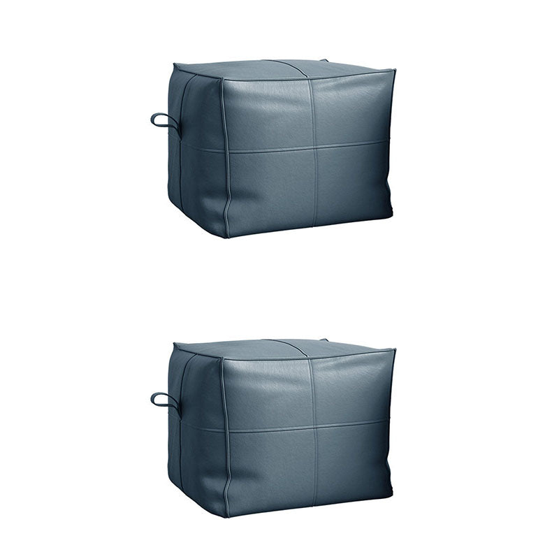 Contemporary Home Square Ottoman Leather Foot Stool without Legs Blue 2 Piece Set Clearhalo 'furn' 'furn_ottomans_poufs' 'Furniture' 'Living Room Furniture' 'Ottomans & Poufs' 'ottomans_poufs' 7468720
