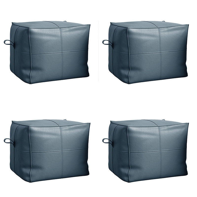Contemporary Home Square Ottoman Leather Foot Stool without Legs Blue 4 Piece Set Clearhalo 'furn' 'furn_ottomans_poufs' 'Furniture' 'Living Room Furniture' 'Ottomans & Poufs' 'ottomans_poufs' 7468722