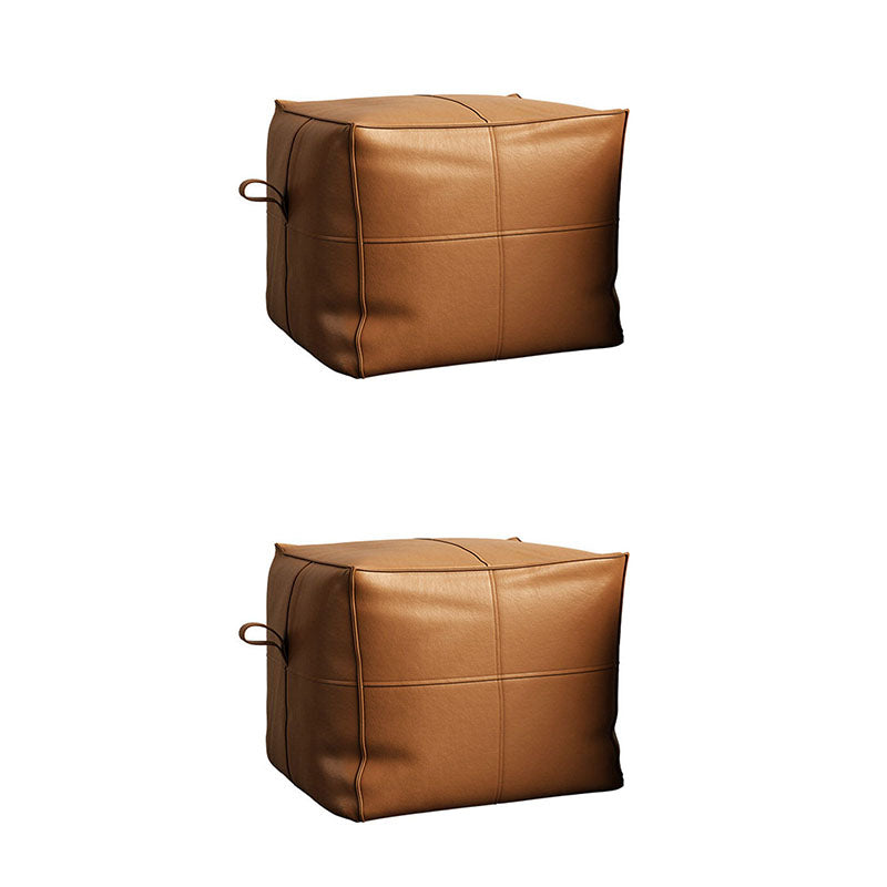 Contemporary Home Square Ottoman Leather Foot Stool without Legs Orange 2 Piece Set Clearhalo 'furn' 'furn_ottomans_poufs' 'Furniture' 'Living Room Furniture' 'Ottomans & Poufs' 'ottomans_poufs' 7468725
