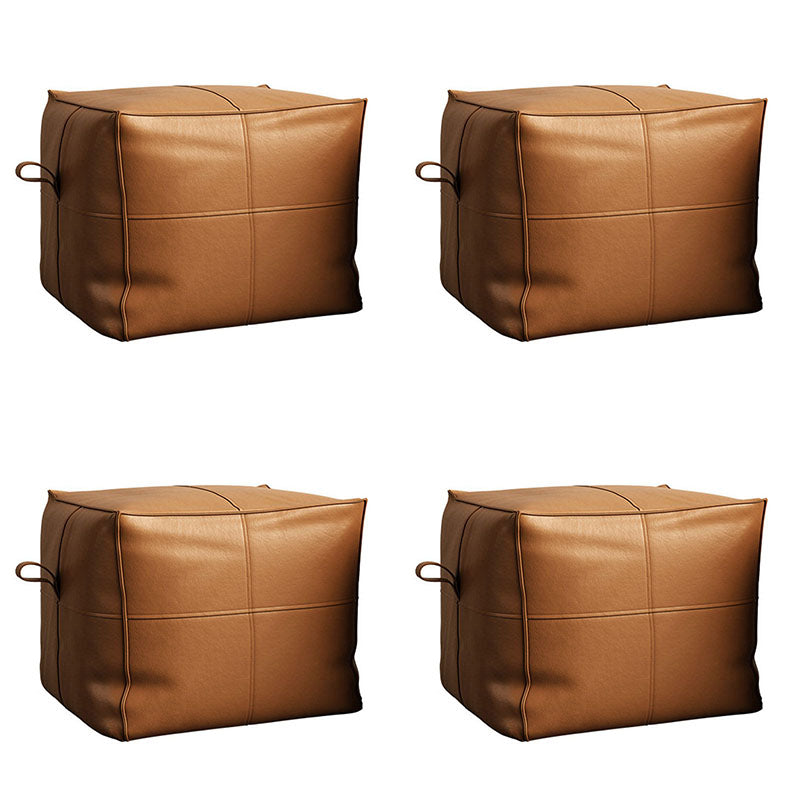 Contemporary Home Square Ottoman Leather Foot Stool without Legs Orange 4 Piece Set Clearhalo 'furn' 'furn_ottomans_poufs' 'Furniture' 'Living Room Furniture' 'Ottomans & Poufs' 'ottomans_poufs' 7468726