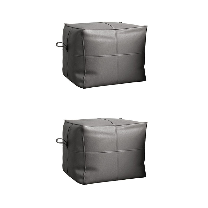 Contemporary Home Square Ottoman Leather Foot Stool without Legs Light Gray 2 Piece Set Clearhalo 'furn' 'furn_ottomans_poufs' 'Furniture' 'Living Room Furniture' 'Ottomans & Poufs' 'ottomans_poufs' 7468728