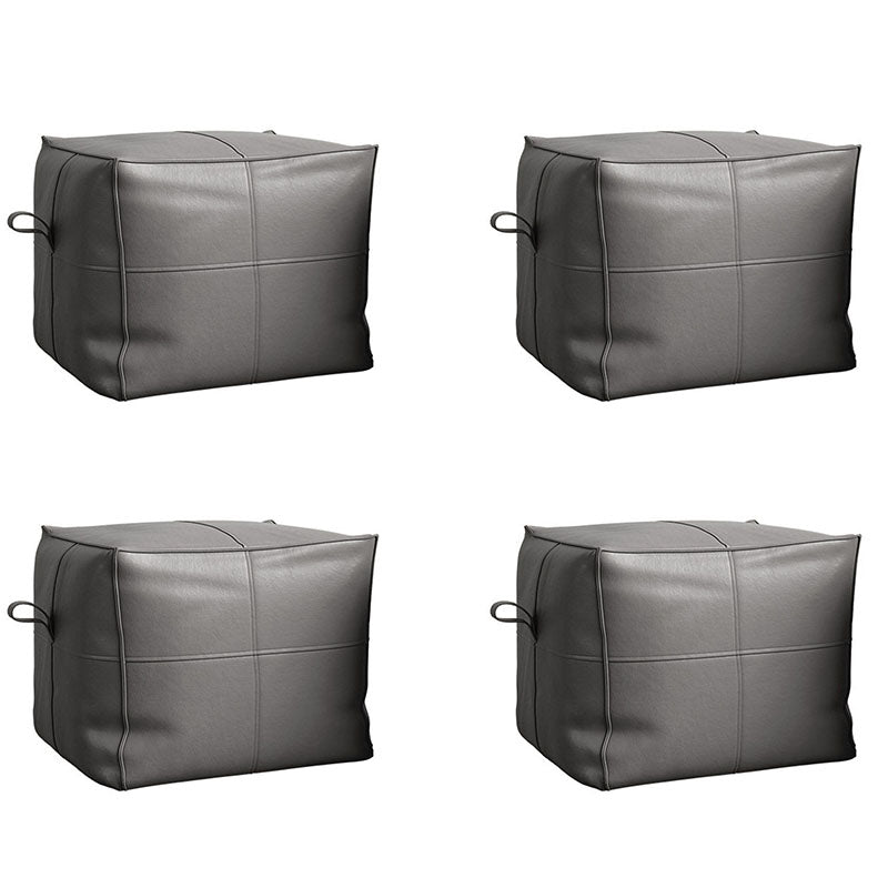 Contemporary Home Square Ottoman Leather Foot Stool without Legs Light Gray 4 Piece Set Clearhalo 'furn' 'furn_ottomans_poufs' 'Furniture' 'Living Room Furniture' 'Ottomans & Poufs' 'ottomans_poufs' 7468729