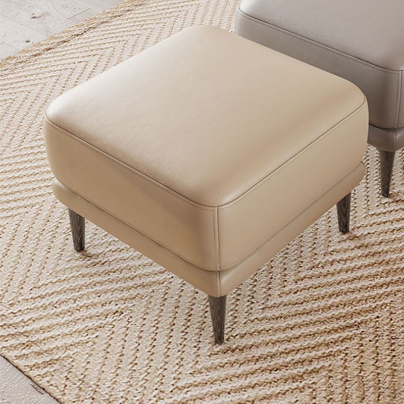 Square Footstools Genuine Leather Foot Stool , 15.6 Inch Width Beige 1 Piece Clearhalo 'furn' 'furn_ottomans_poufs' 'Furniture' 'Living Room Furniture' 'Ottomans & Poufs' 'ottomans_poufs' 7468731