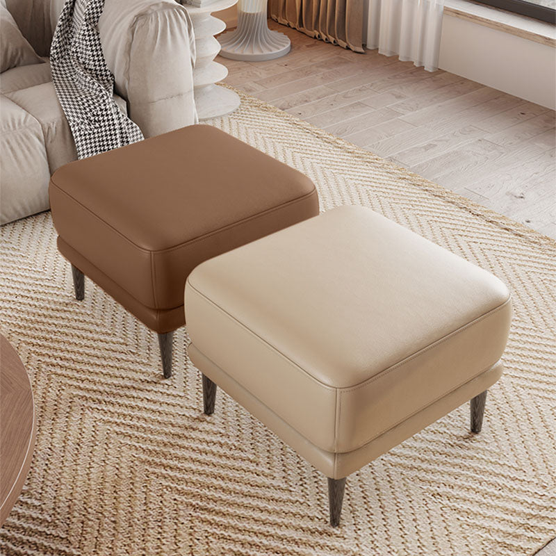 Square Footstools Genuine Leather Foot Stool , 15.6 Inch Width Clearhalo 'furn' 'furn_ottomans_poufs' 'Furniture' 'Living Room Furniture' 'Ottomans & Poufs' 'ottomans_poufs' 7468733