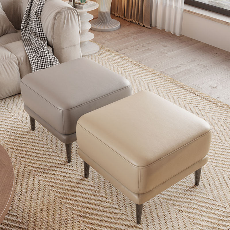 Square Footstools Genuine Leather Foot Stool , 15.6 Inch Width Clearhalo 'furn' 'furn_ottomans_poufs' 'Furniture' 'Living Room Furniture' 'Ottomans & Poufs' 'ottomans_poufs' 7468735