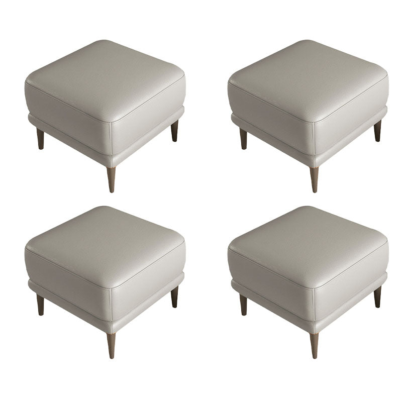Square Footstools Genuine Leather Foot Stool , 15.6 Inch Width Light Gray 4 Piece Set Clearhalo 'furn' 'furn_ottomans_poufs' 'Furniture' 'Living Room Furniture' 'Ottomans & Poufs' 'ottomans_poufs' 7468736