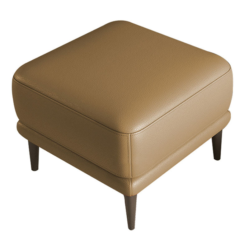 Square Footstools Genuine Leather Foot Stool , 15.6 Inch Width Coffee 1 Piece Clearhalo 'furn' 'furn_ottomans_poufs' 'Furniture' 'Living Room Furniture' 'Ottomans & Poufs' 'ottomans_poufs' 7468737