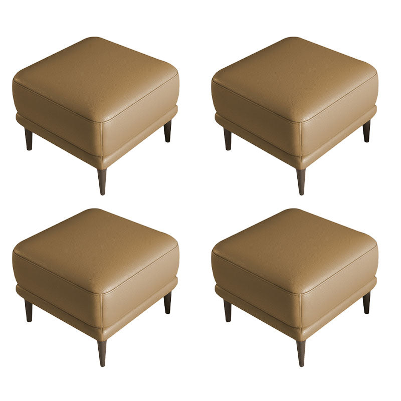 Square Footstools Genuine Leather Foot Stool , 15.6 Inch Width Coffee 4 Piece Set Clearhalo 'furn' 'furn_ottomans_poufs' 'Furniture' 'Living Room Furniture' 'Ottomans & Poufs' 'ottomans_poufs' 7468742