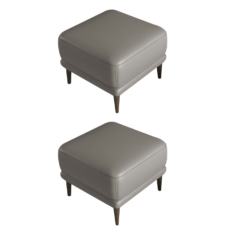 Square Footstools Genuine Leather Foot Stool , 15.6 Inch Width Dark Gray 2 Piece Set Clearhalo 'furn' 'furn_ottomans_poufs' 'Furniture' 'Living Room Furniture' 'Ottomans & Poufs' 'ottomans_poufs' 7468745