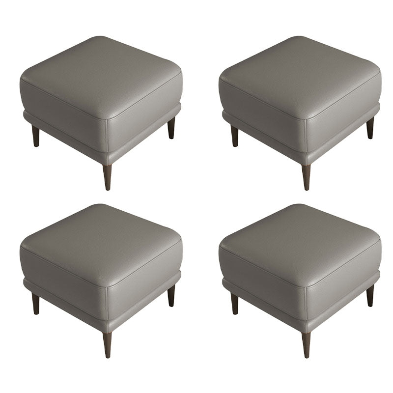 Square Footstools Genuine Leather Foot Stool , 15.6 Inch Width Dark Gray 4 Piece Set Clearhalo 'furn' 'furn_ottomans_poufs' 'Furniture' 'Living Room Furniture' 'Ottomans & Poufs' 'ottomans_poufs' 7468747