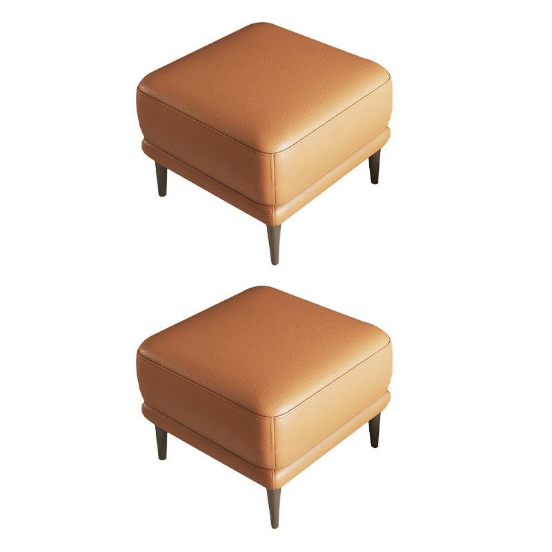 Square Footstools Genuine Leather Foot Stool , 15.6 Inch Width Orange 2 Piece Set Clearhalo 'furn' 'furn_ottomans_poufs' 'Furniture' 'Living Room Furniture' 'Ottomans & Poufs' 'ottomans_poufs' 7468750