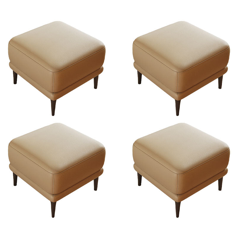 Square Footstools Genuine Leather Foot Stool , 15.6 Inch Width Beige 4 Piece Set Clearhalo 'furn' 'furn_ottomans_poufs' 'Furniture' 'Living Room Furniture' 'Ottomans & Poufs' 'ottomans_poufs' 7468753