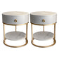 Frame Glam Style Side Table 22.83" Tall Stone Top Side Table with Storage Gold White Grey 2 Clearhalo 'Coffee & Accent Tables' 'End & Side Tables' 'end_side_tables' 'furn' 'furn_end_side_tables' 'Furniture' 'Living Room Furniture' 7469645