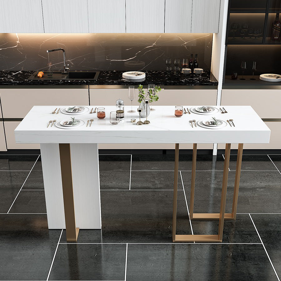 Modern Style Bar Table Set 1/2/5 Pcs Faux Marble Rectangular Bar Set for Indoor Clearhalo 'Bar Furniture' 'furn' 'furn_home_bar_bar_sets' 'Furniture' 'Home Bars & Bar Sets' 'home_bar_bar_sets' 'Kitchen & Dining Furniture' 7469914