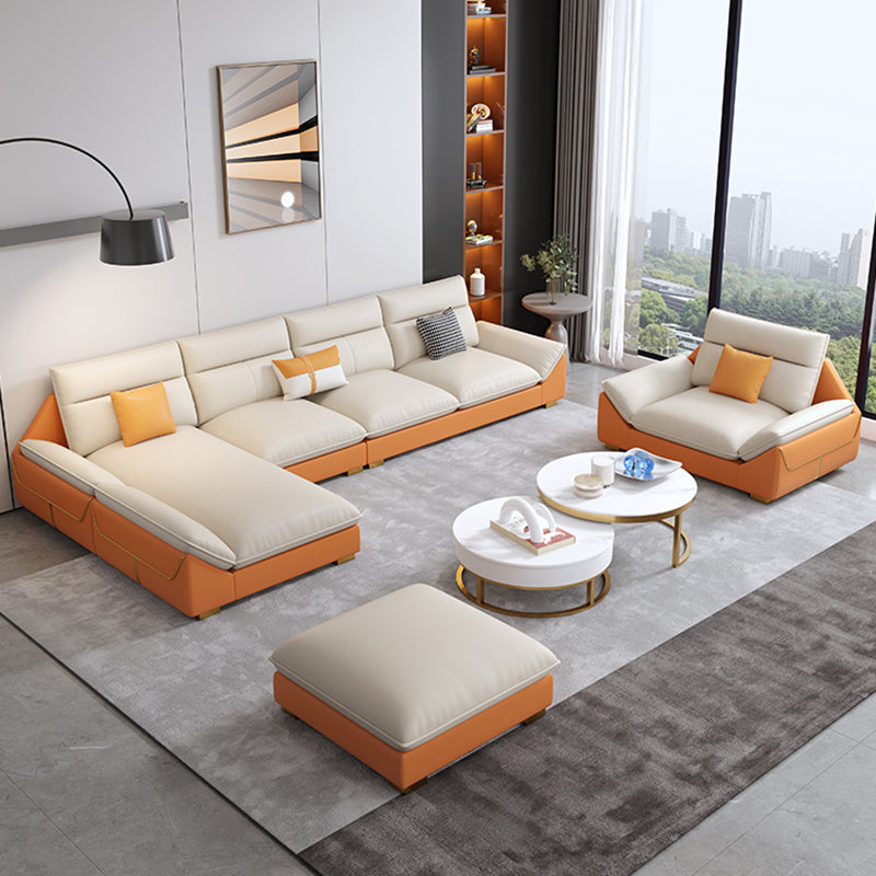 Sofa en coupe orange 35.43 "Sofa modulaire en faux cuir de haut avec coussins amovibles
