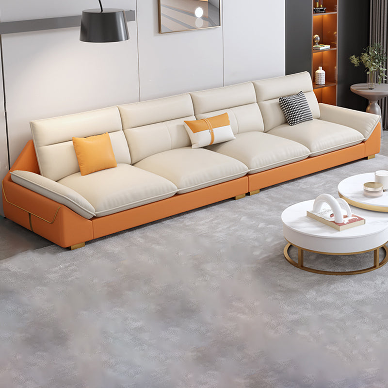 Sofa en coupe orange 35.43 "Sofa modulaire en faux cuir de haut avec coussins amovibles