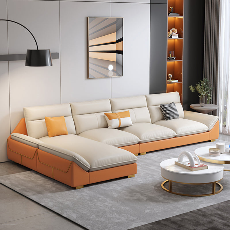 Sofa en coupe orange 35.43 "Sofa modulaire en faux cuir de haut avec coussins amovibles