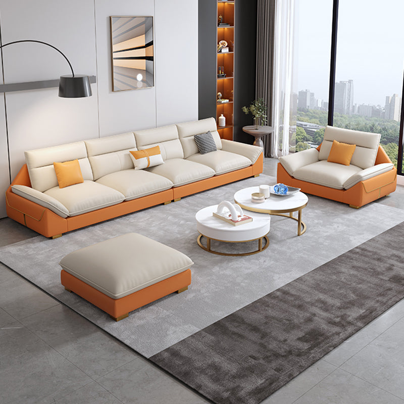 Sofa en coupe orange 35.43 "Sofa modulaire en faux cuir de haut avec coussins amovibles