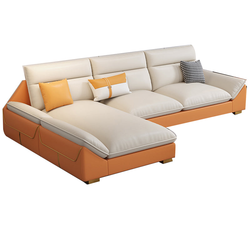 Sofa en coupe orange 35.43 "Sofa modulaire en faux cuir de haut avec coussins amovibles