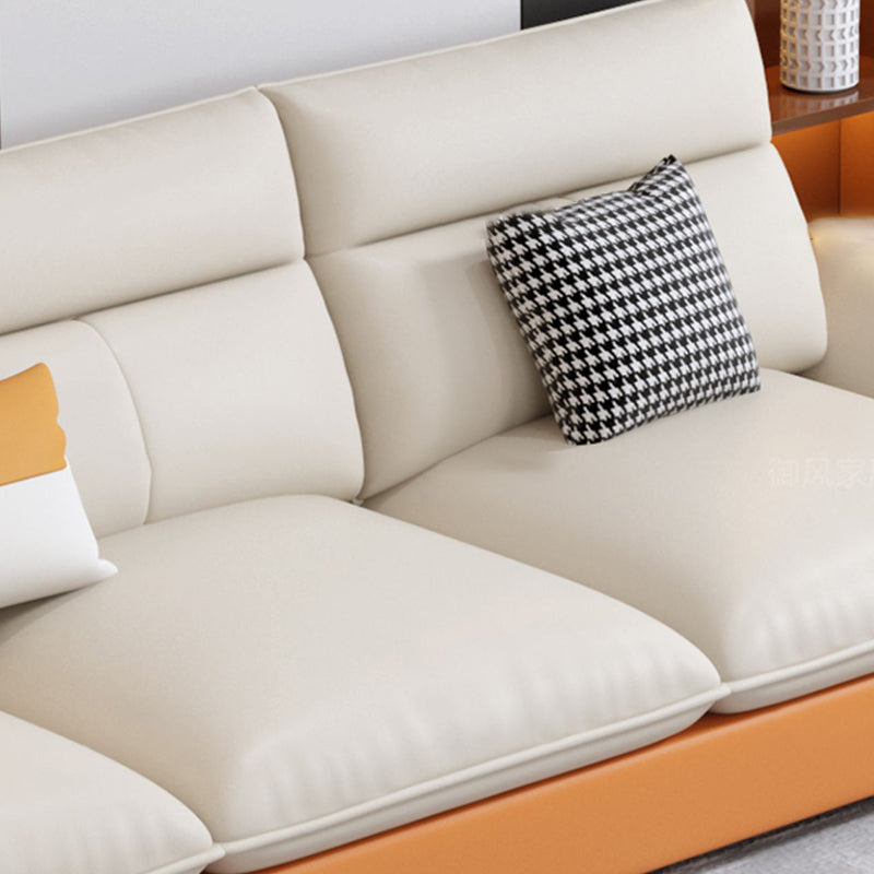 Sofa en coupe orange 35.43 "Sofa modulaire en faux cuir de haut avec coussins amovibles