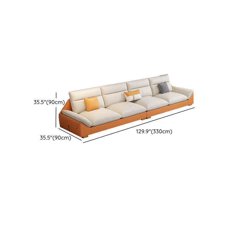 Sofa en coupe orange 35.43 "Sofa modulaire en faux cuir de haut avec coussins amovibles