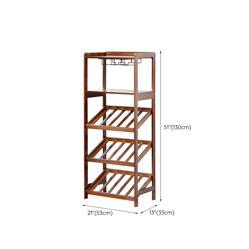 モダンな床ワインボトルラック茶色の木製ワインボトルラック付きワイン収納