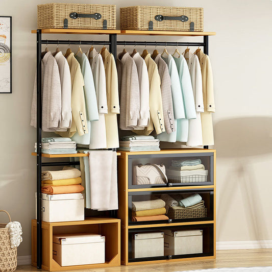 Approfilo moderno in legno massiccio di vestiti a piedi con accanale di stoccaggio