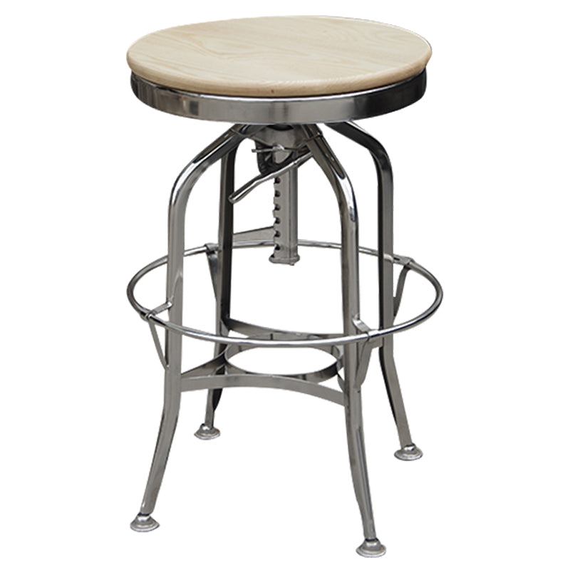 Industrial Metal Legs Bar Stools Indoor Faux Leather Counter Chair Beige Silver 1 Piece Clearhalo 'Bar Furniture' 'Bar Stools' 'bar_stools' 'furn' 'furn_bar_stools' 'Furniture' 'Kitchen & Dining Furniture' 7470150